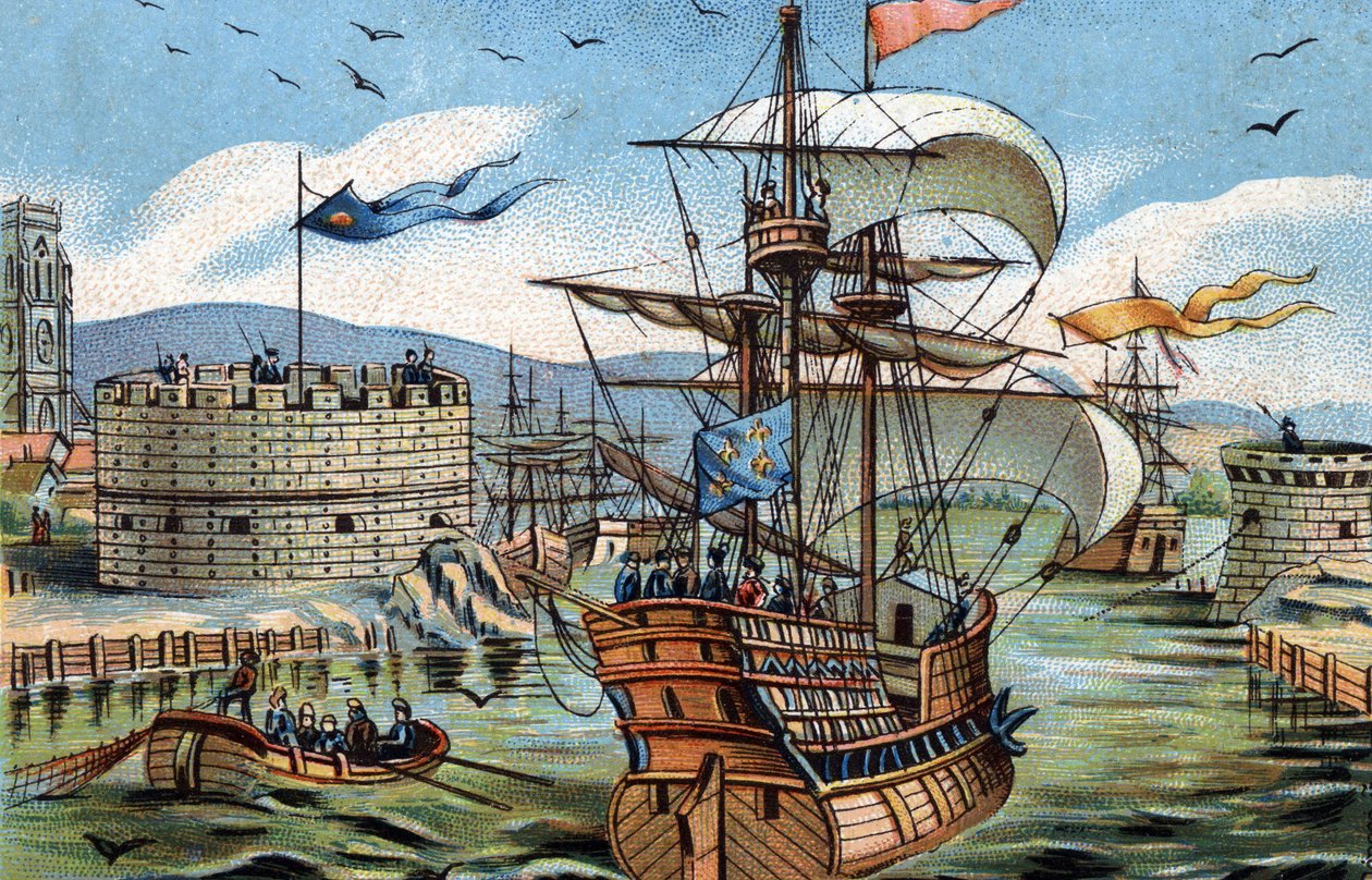 Le Havre kikötője 1520-ban. Kromolitográfia 1890 körül. alkotó: French School