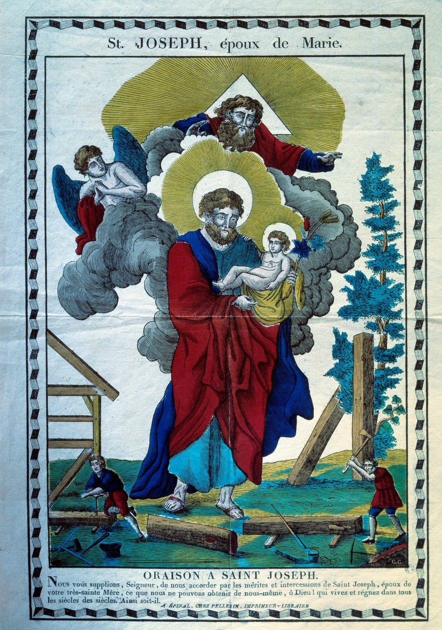 Szent József imája, Mária 19. századi metszet hitvese. Párizs, Népszerű Művészetek és Hagyományok Múzeuma alkotó: French School