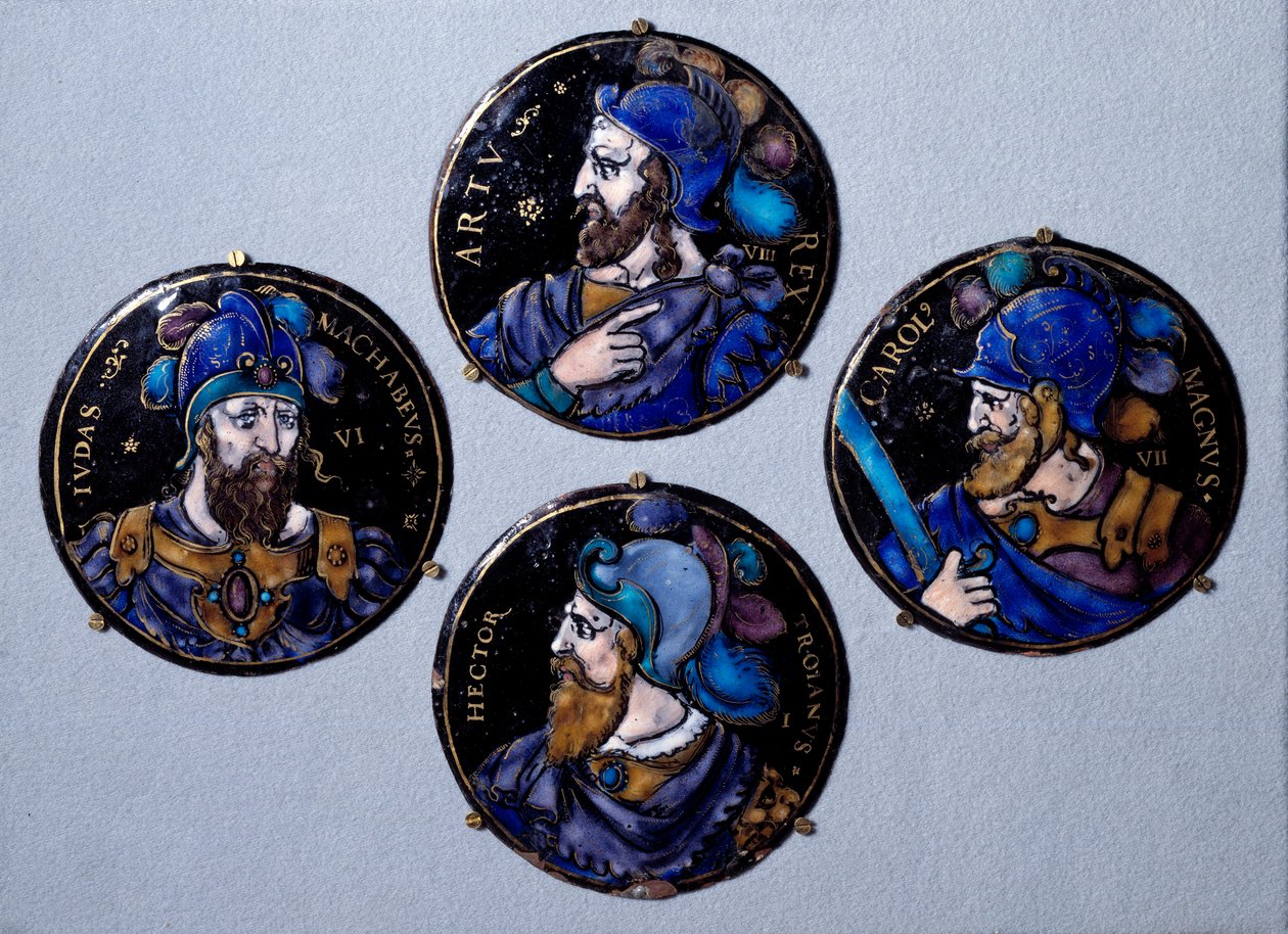A preux Hector, a trójai hősök, Judas Macchabee (Maccabee vagy Macabee), becenevén a kalapács, apja, Matathias (Mathathias, Mattathias) utódja a zsidók Szeleukidák elnyomása elleni lázadásának élén, Nagy Károly (742 - 814) ), alkotó: French School