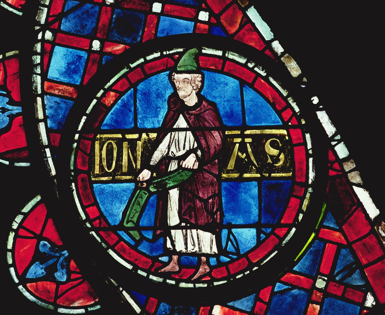 Jónás próféta, részlet az északi rózsaablakból, 1234-re üvegezett alkotó: French School