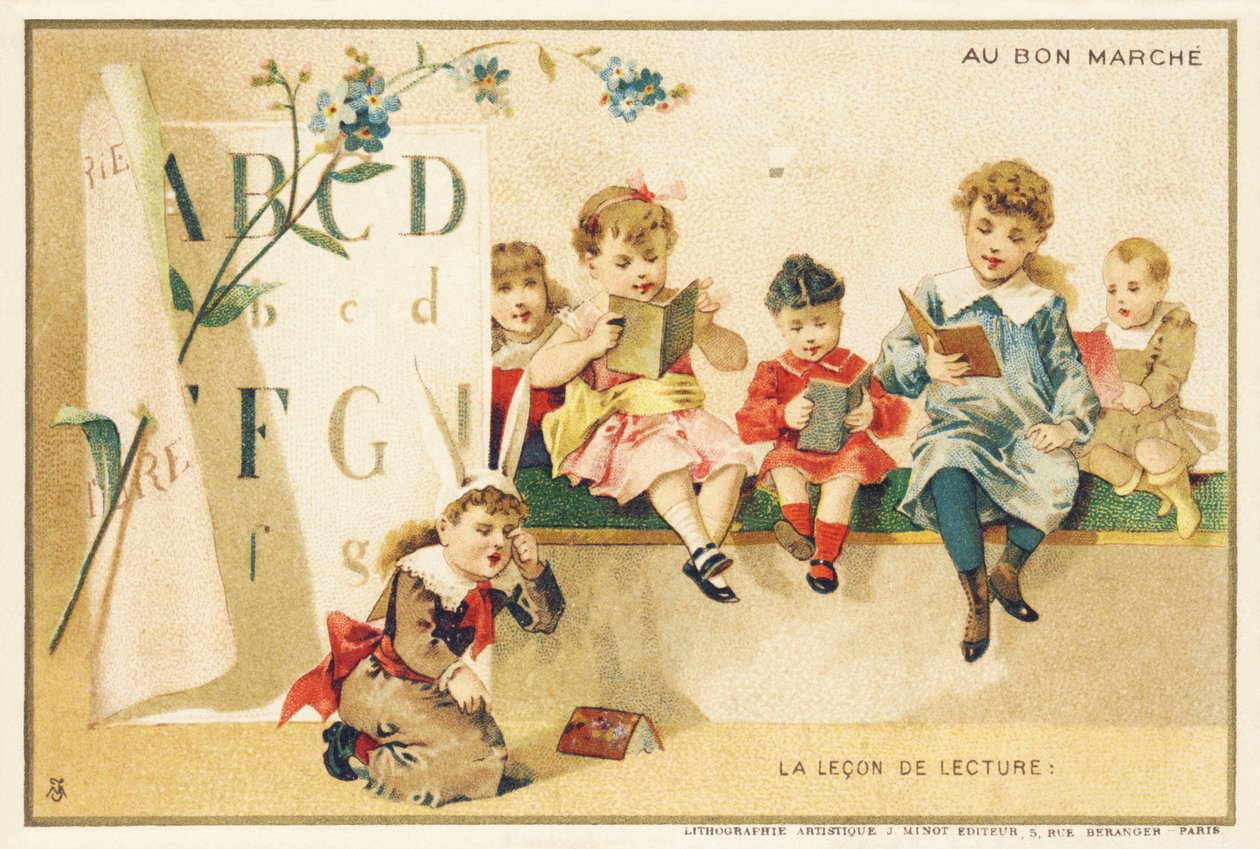 Az olvasólecke, Párizs, 1900 körül (kromolitográfia) alkotó: French School