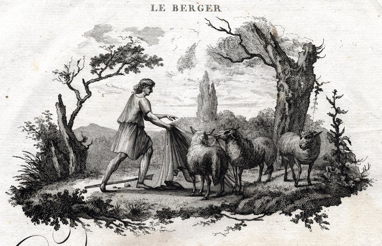 A Juhász. Esope meséje. (Görög író Esopo vagy Ecopus, Kr. e. 6. század) Írta Guillaume Montfort és Gravees Beauble 1801-ben. alkotó: French School
