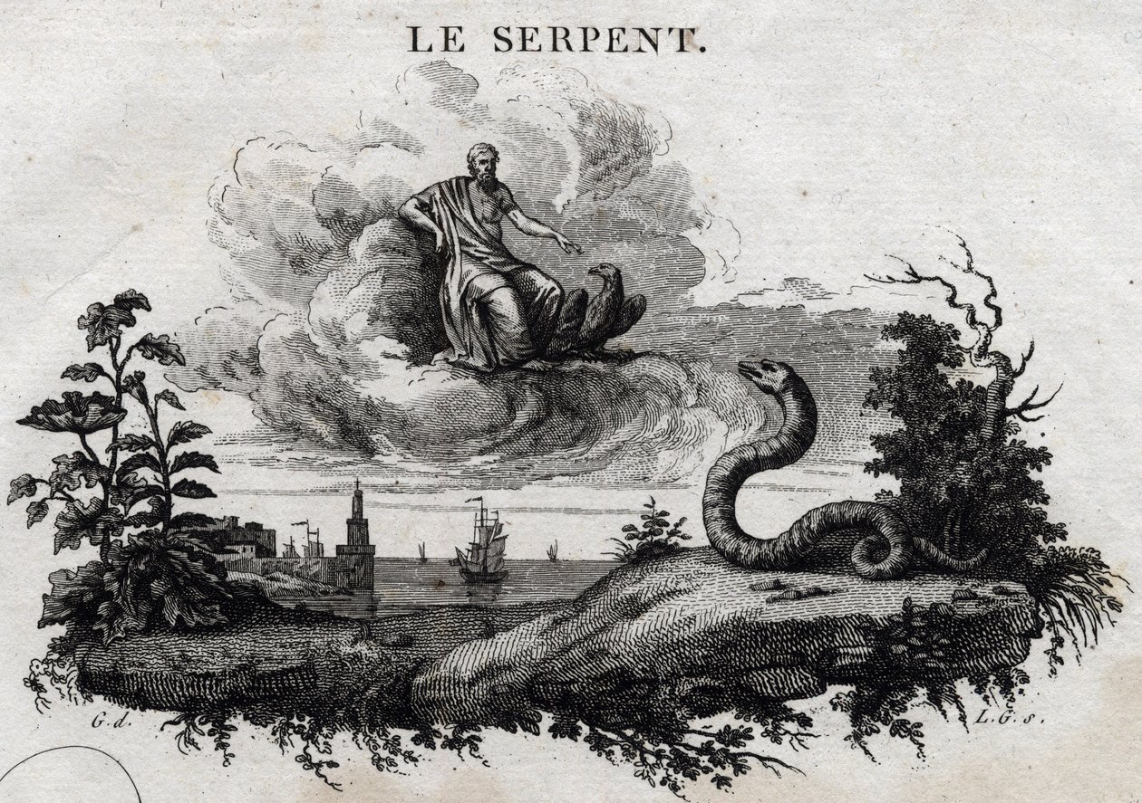 A kígyó. Esope meséje. (Görög író Esopo vagy Ecopus, Kr. e. 6. század) Írta Guillaume Montfort és Gravees Beauble 1801-ben. alkotó: French School