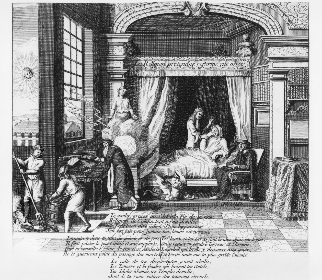 Az úgynevezett protestáns református vallás kétségbeesett szorult helyzetben, 1684 alkotó: French School