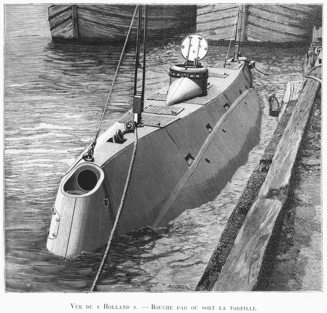 A Holland tengeralattjáró, illusztráció a Le Monde Illustre-ből, 1899. január alkotó: French School