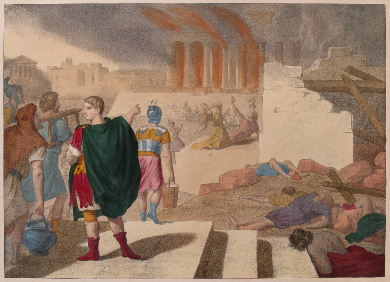 Jeruzsálem elfoglalása Titustól, illusztráció az LHistoire Sainte katekizmusból, Charles Delagrave, Párizs, 19. század vége alkotó: French School