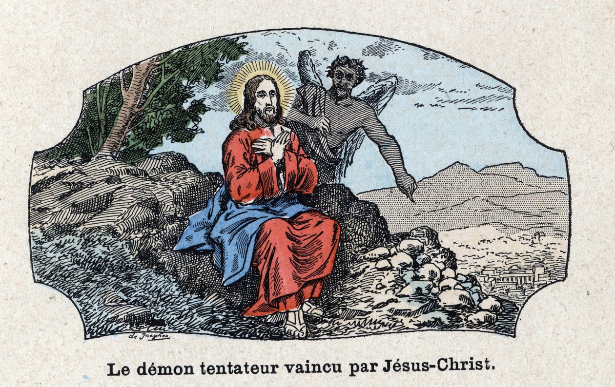 A kísértő démon, amelyet Jézus Krisztus legyőzött. Jézus Krisztust a lélek vezette a sivatagba, megkísértette az ördög. In "" Tout l