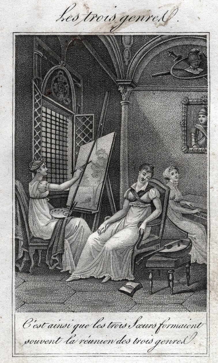 A három műfaj. Festőnő, zenész és olvasó. alkotó: French School