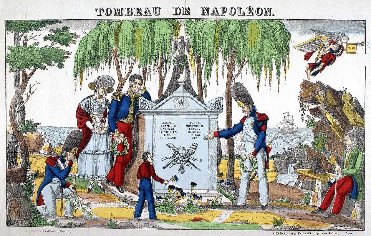 Napóleon Bonaparte sírja Szent Ilona szigetén. Epinal képe alkotó: French School