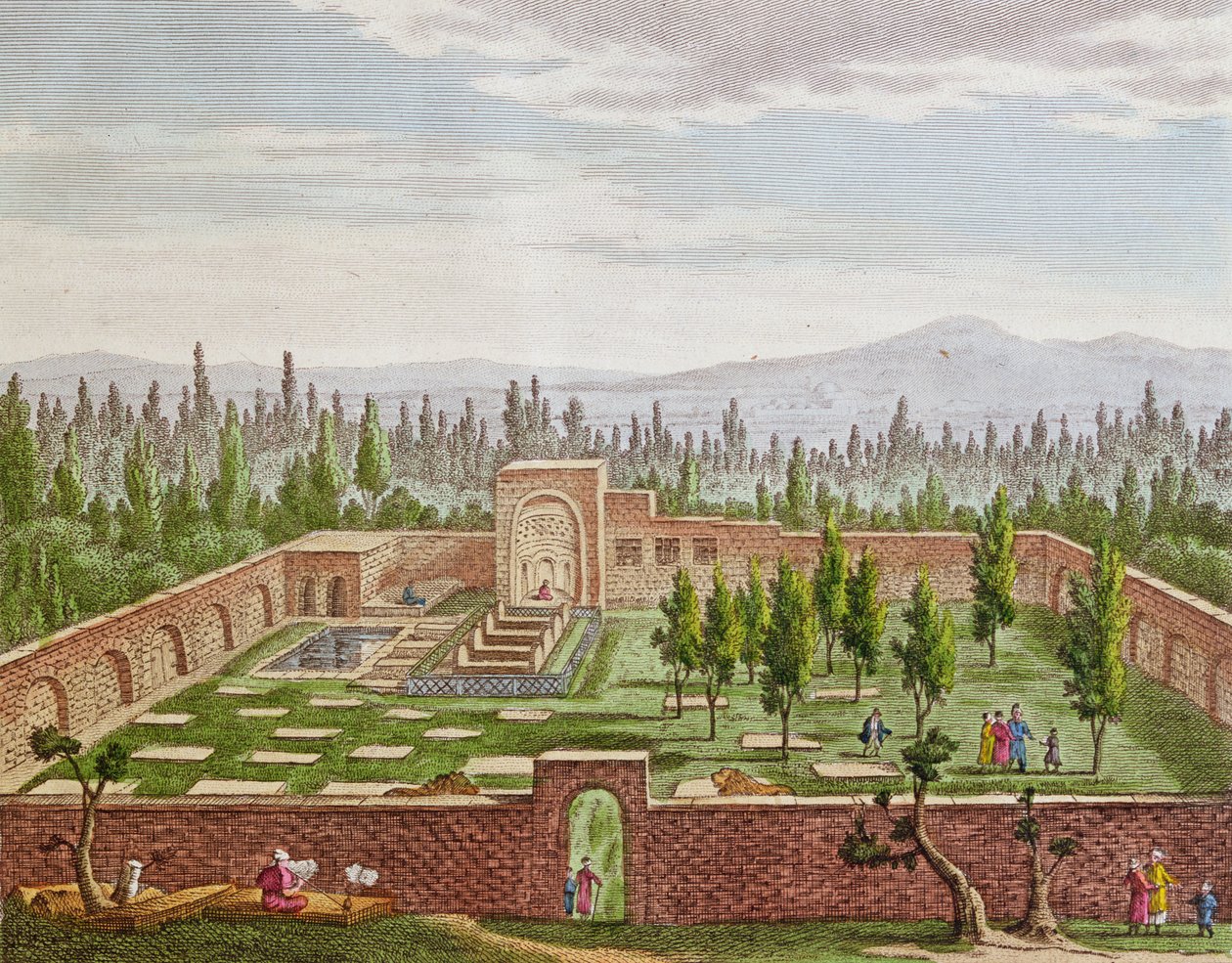 A nagy perzsa költő, Hafiz Shirazi (kb. 1325-kb. 1388) sírja Shirazban alkotó: French School