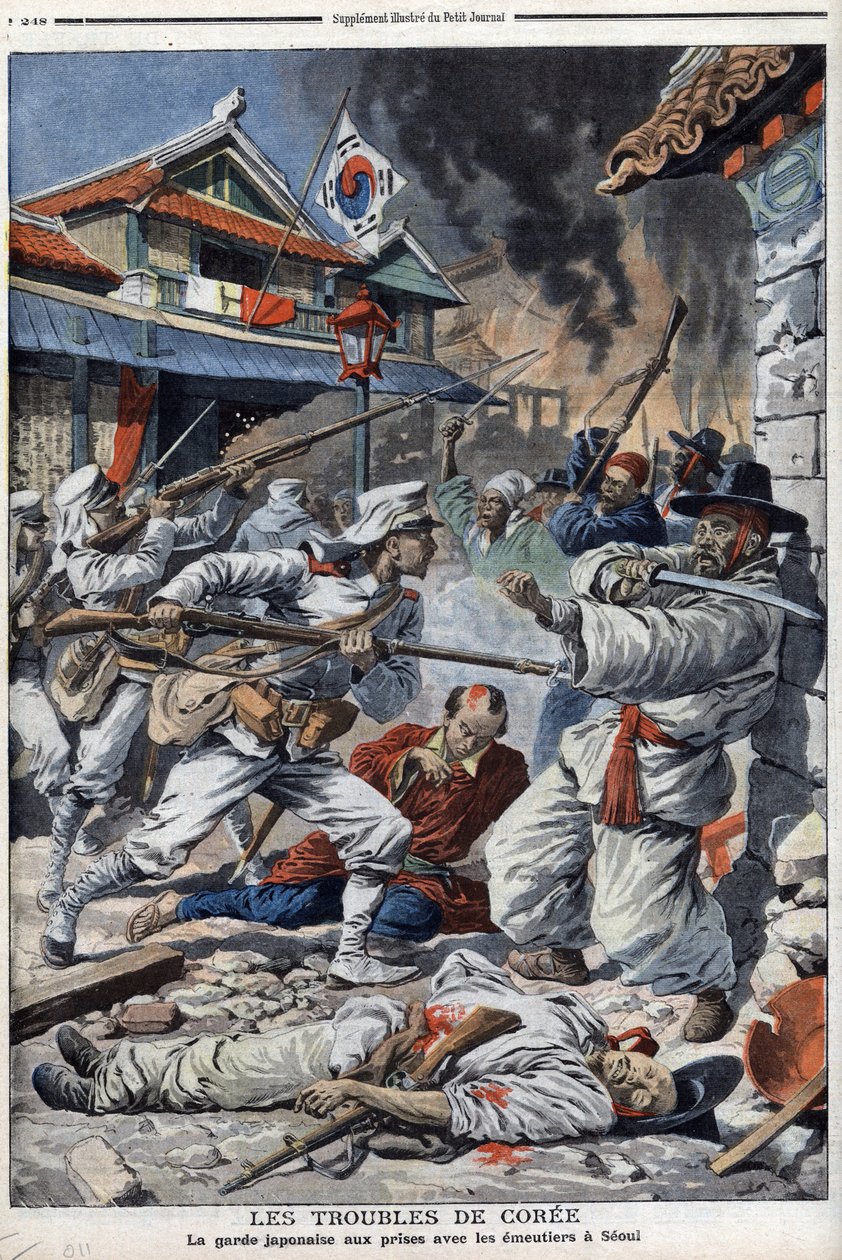 Korea bajai, a szöuli emutierekkel küszködő japán gárda, Yi-Yeung lemondásának tartalma – „Le Petit Journal” augusztus 4. alkotó: French School