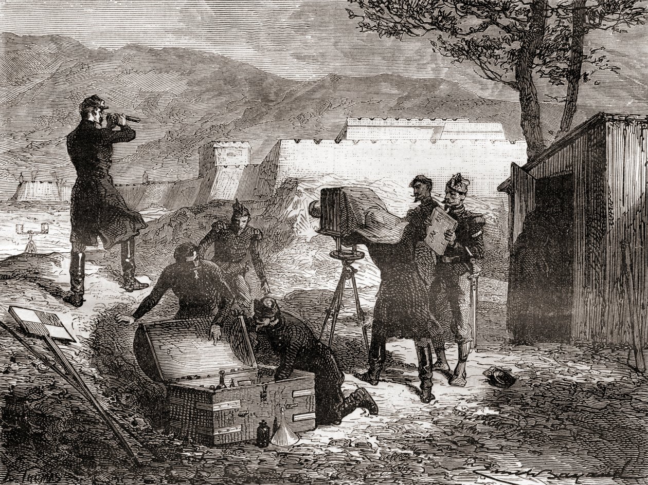 A fényképezés a francia hadsereg által a 19. században, a Les Merveilles de la Science-ből, 1870 körül alkotó: French School