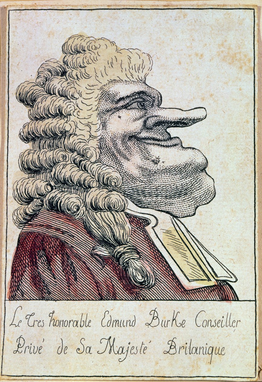 A nagyon tiszteletreméltó Edmund Burke, Őfelsége magántanácsadója, a brit király, francia karikatúra, 1790 körül alkotó: French School