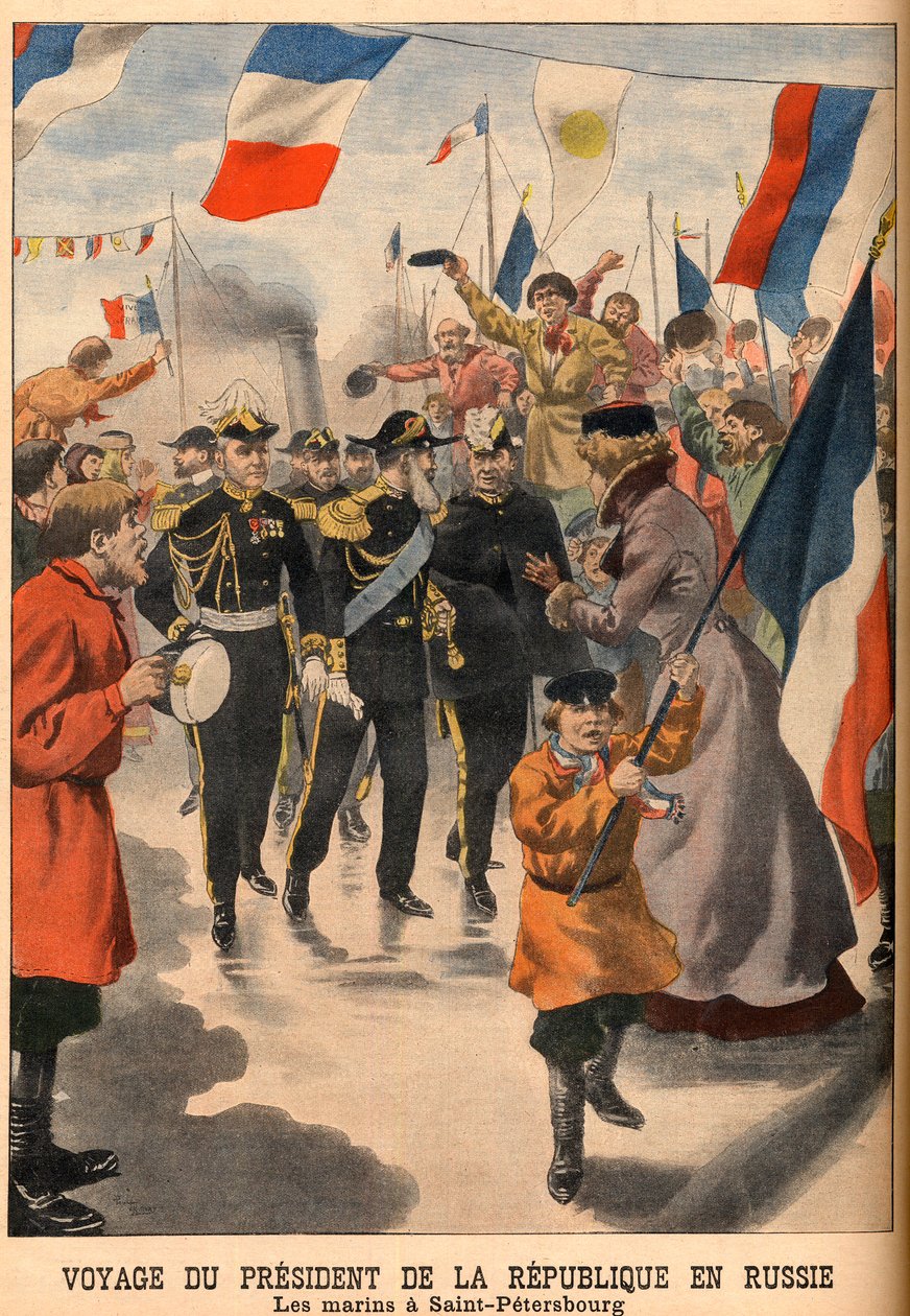 Loubet francia elnök oroszországi látogatása - Emile Loubet köztársasági elnök utazása Oroszországba. A tengerészek Szentpéterváron. Le Petit Journal, június 8 alkotó: French School