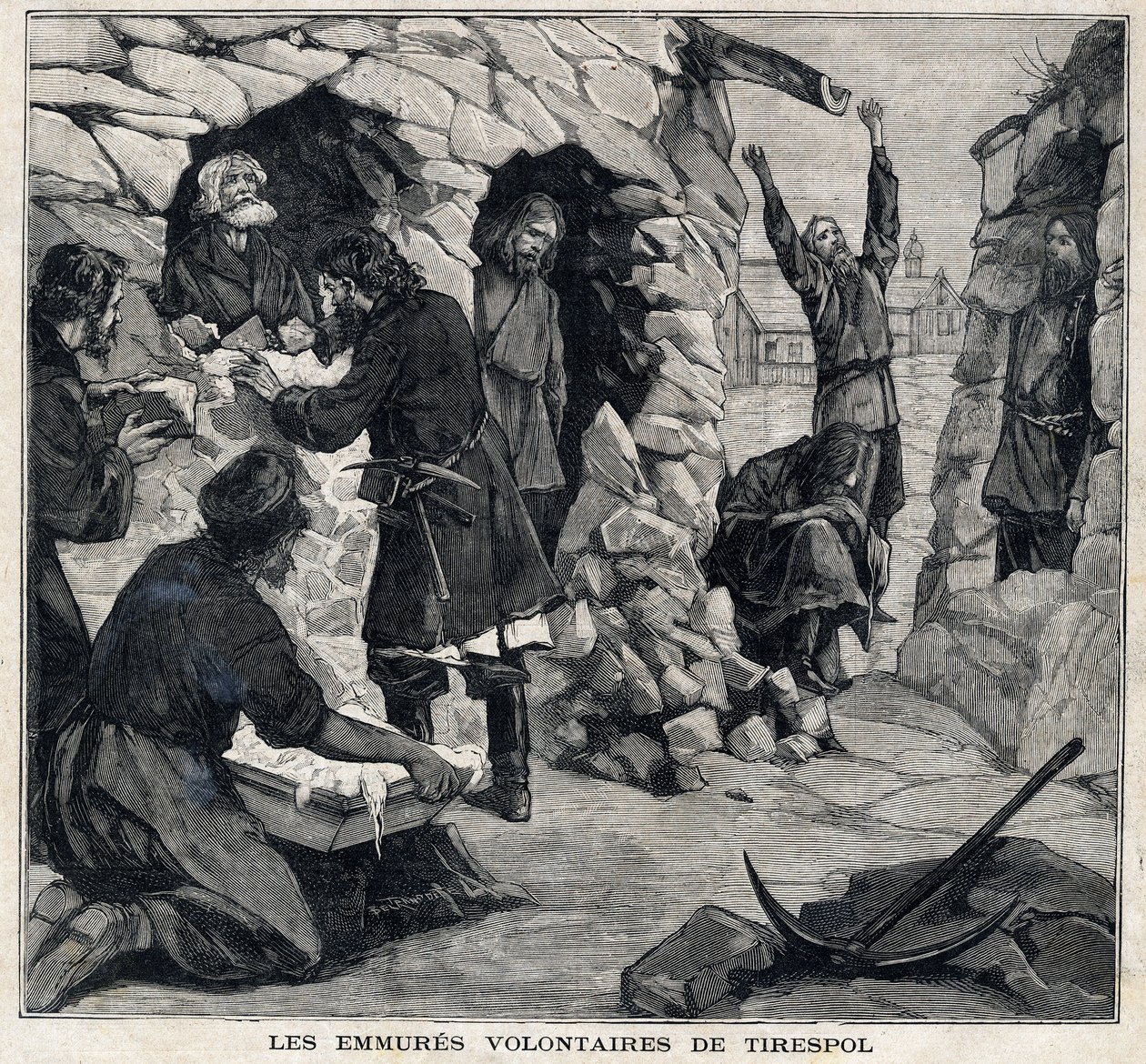 Élnek a moldovai Tiraspol önkéntesei, akik mártírok akarnak lenni. A „” Le Peute Parisien”-ben 1897.05.23-án. Magángyűjtemény alkotó: French School