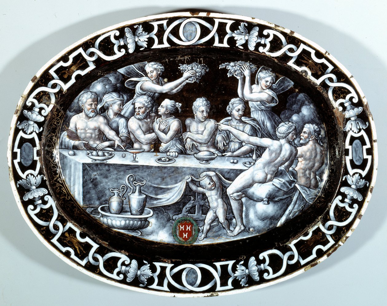 Psyche Oval Plat esküvői lakomája rézre festett francia iskolából. 1560 Párizs, Louvre Múzeum alkotó: French School