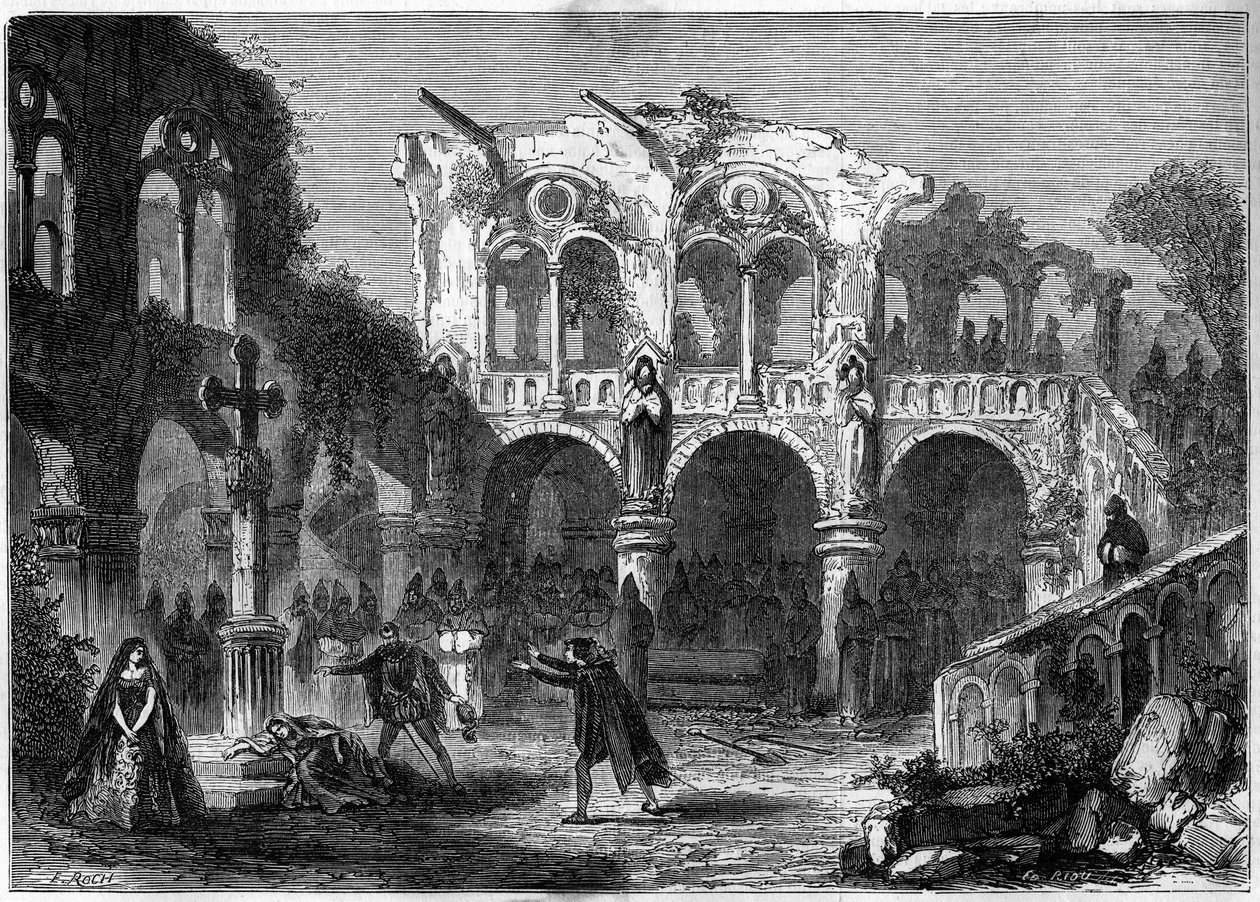 Színházi ábrázolás: Auguste Vacquerie (1819-1895) „The Funerailles of Honour” (VII. felvonás, utolsó jelenet). Párizs, Theater de la Porte Saint Martin alkotó: French School