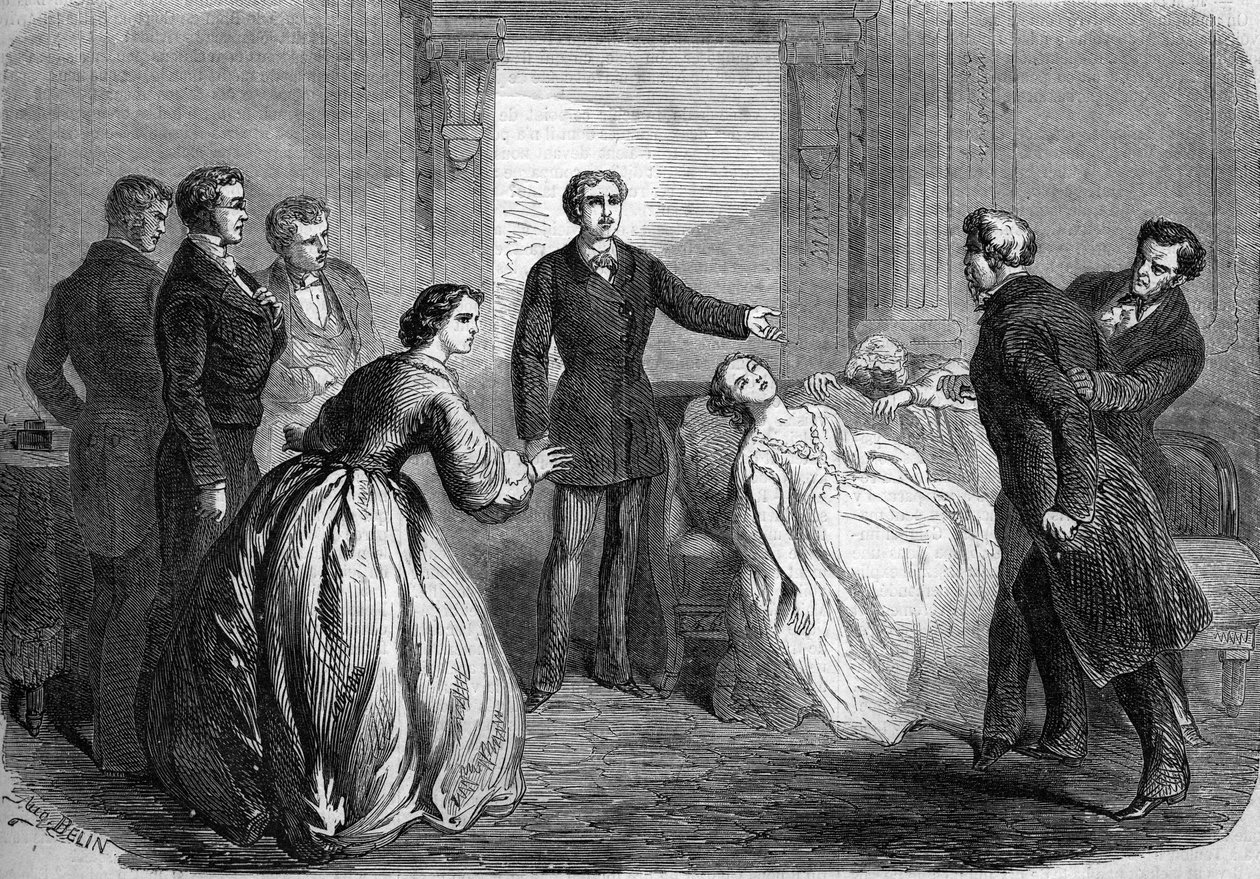 Honore de Balzac (1799-1850) „" La Maratre" (5. felvonás, utolsó jelenet) színházi ábrázolása. Párizs, Theatre du Vaudeville alkotó: French School