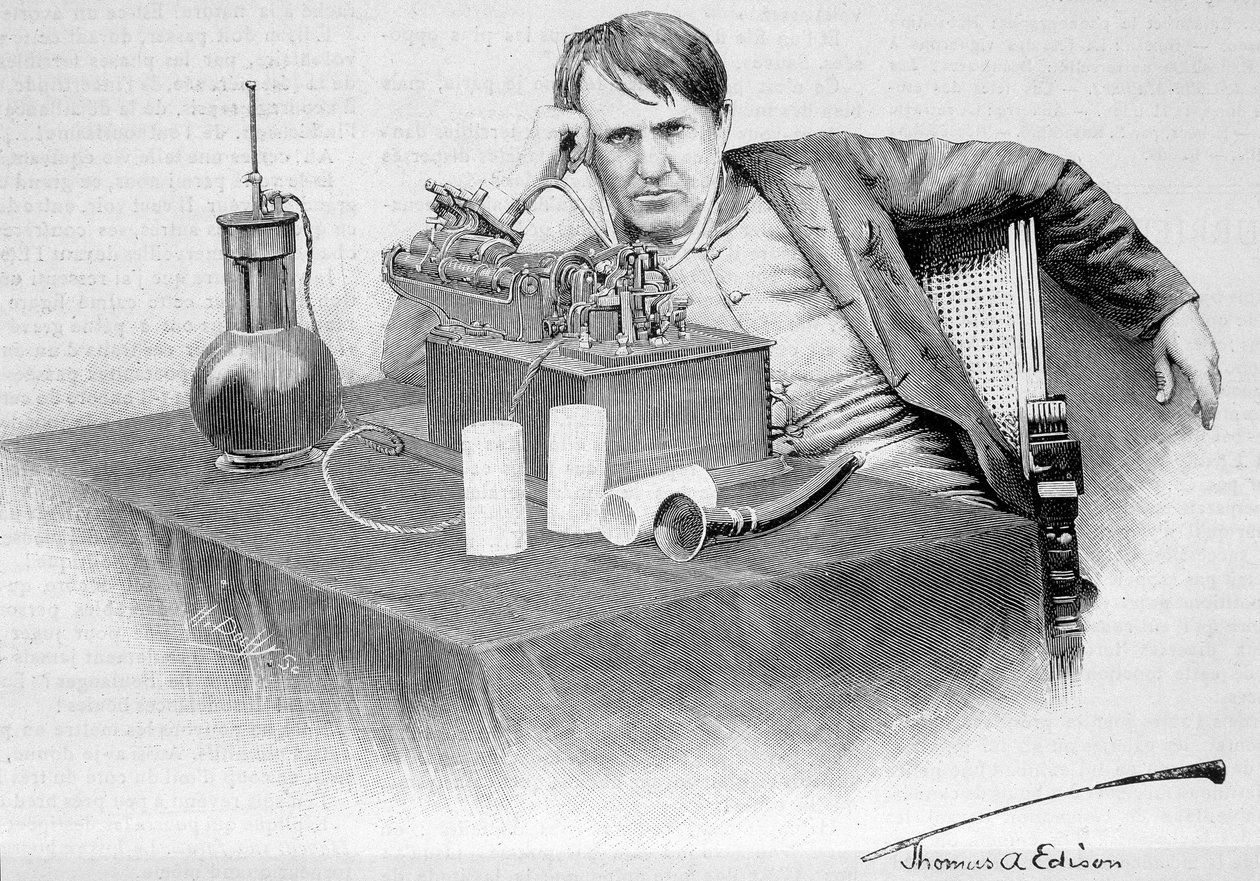Thomas Edison és fonográfja – a „” Le Monde Illustré”-ben, 1884.08.17. alkotó: French School