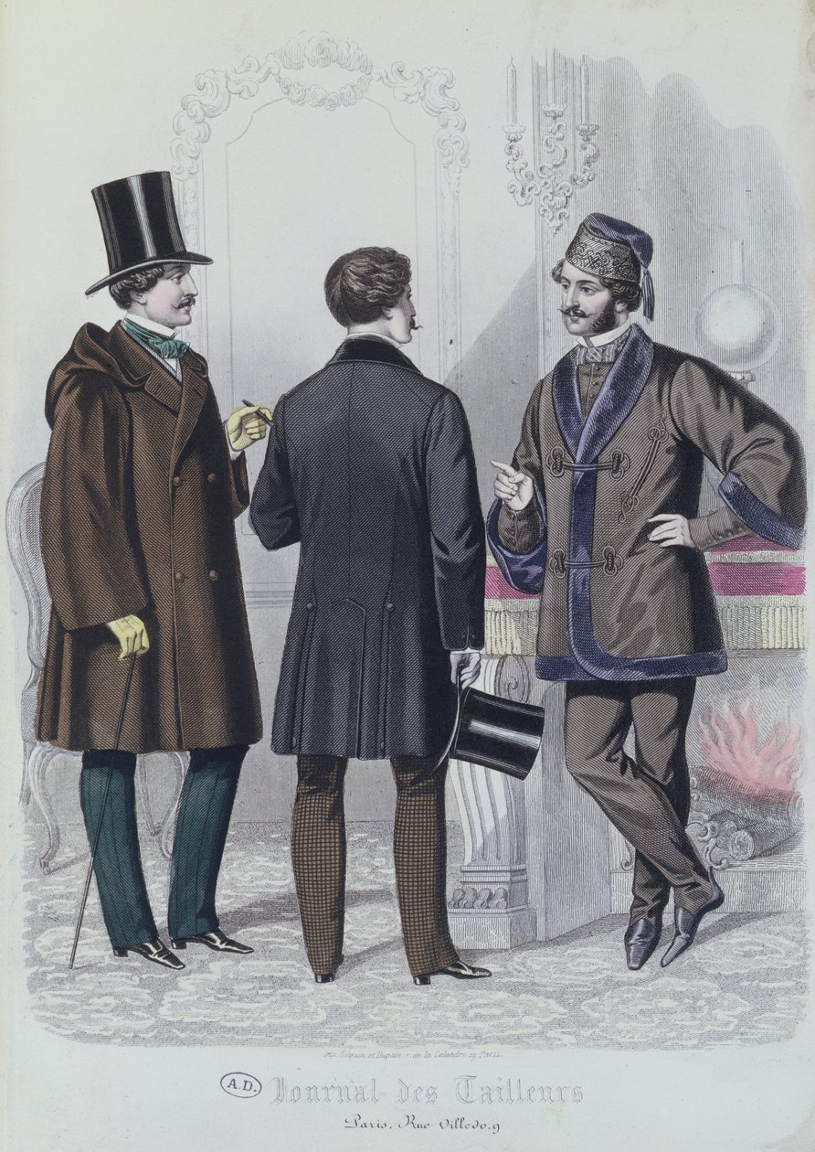 Három elegáns fiatalember, 1856. december (színes metszet) alkotó: French School