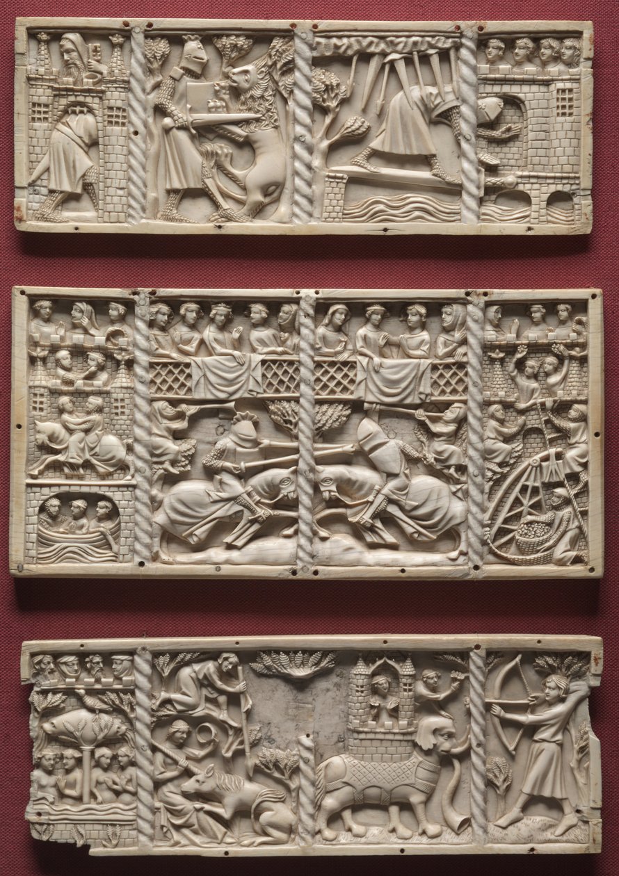 Három panel egy koporsóból udvari románcok jeleneteivel, 1330-1350 alkotó: French School