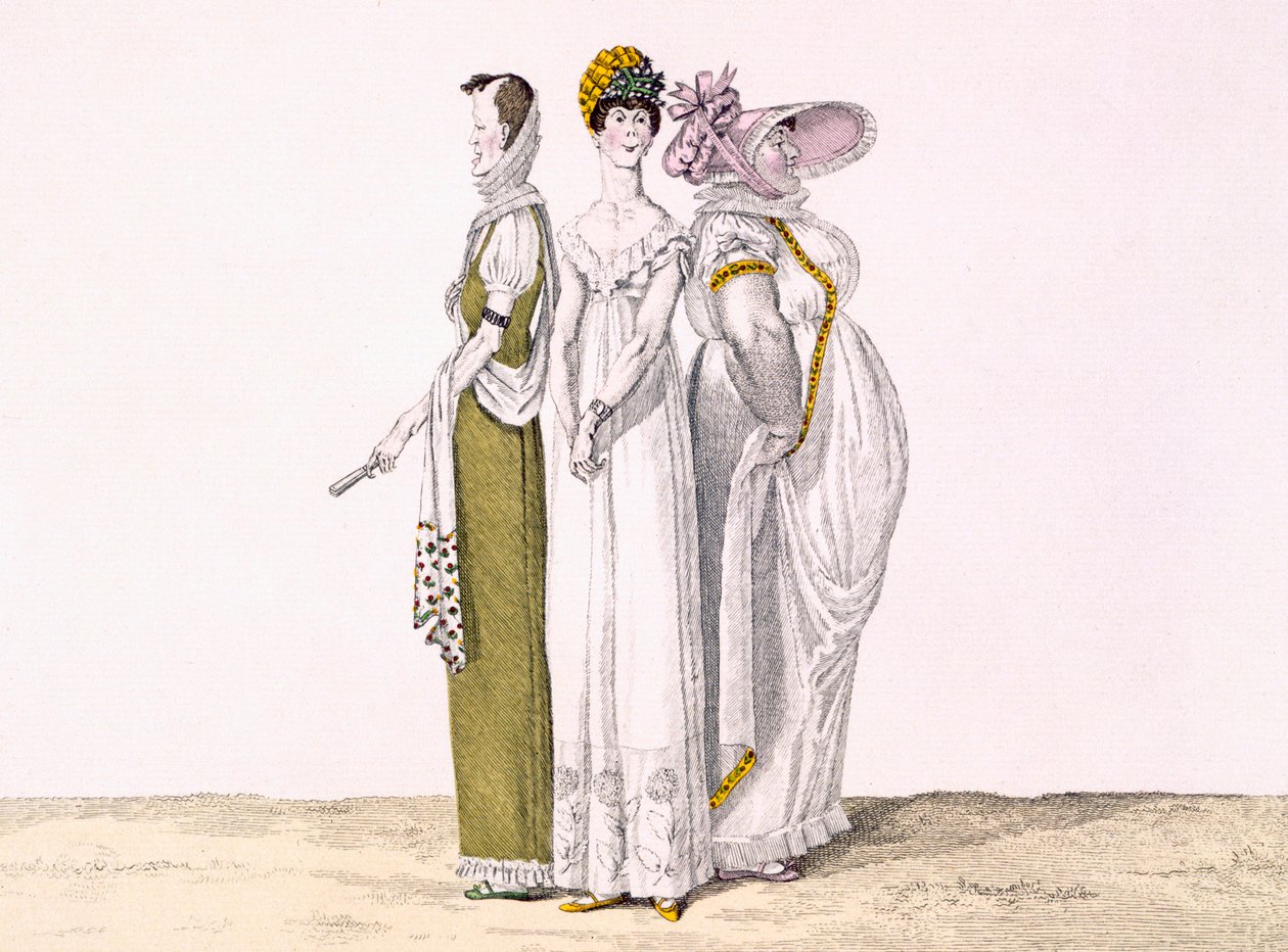 Három párizsi grace, le Bon Genre 16-os táblája, 1810 körül (színes metszet) alkotó: French School