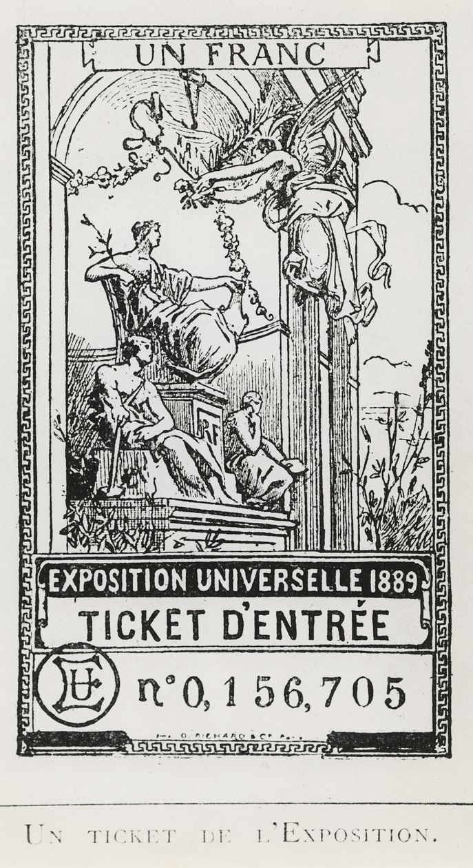Belépőjegy az Exposition Universelle of 1889-re (litho) alkotó: French School