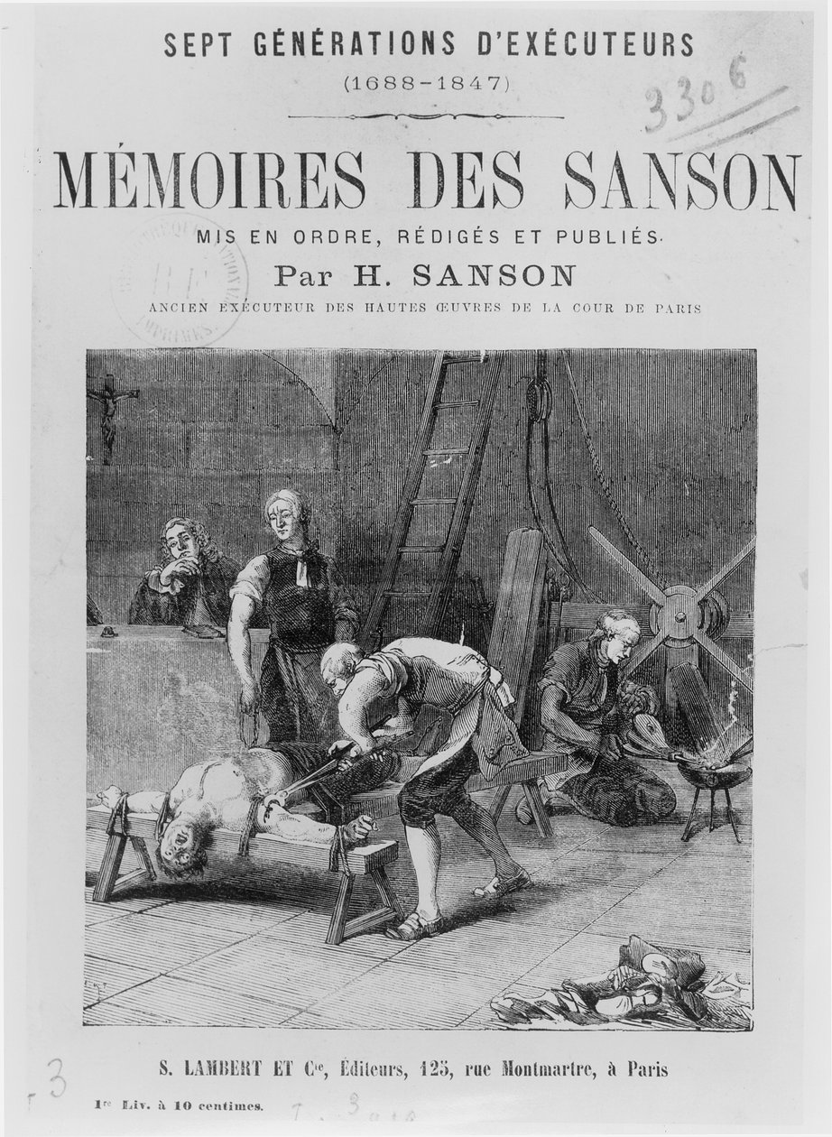H. Sanson Memoires des Sanson címlapja, 19. század közepe alkotó: French School