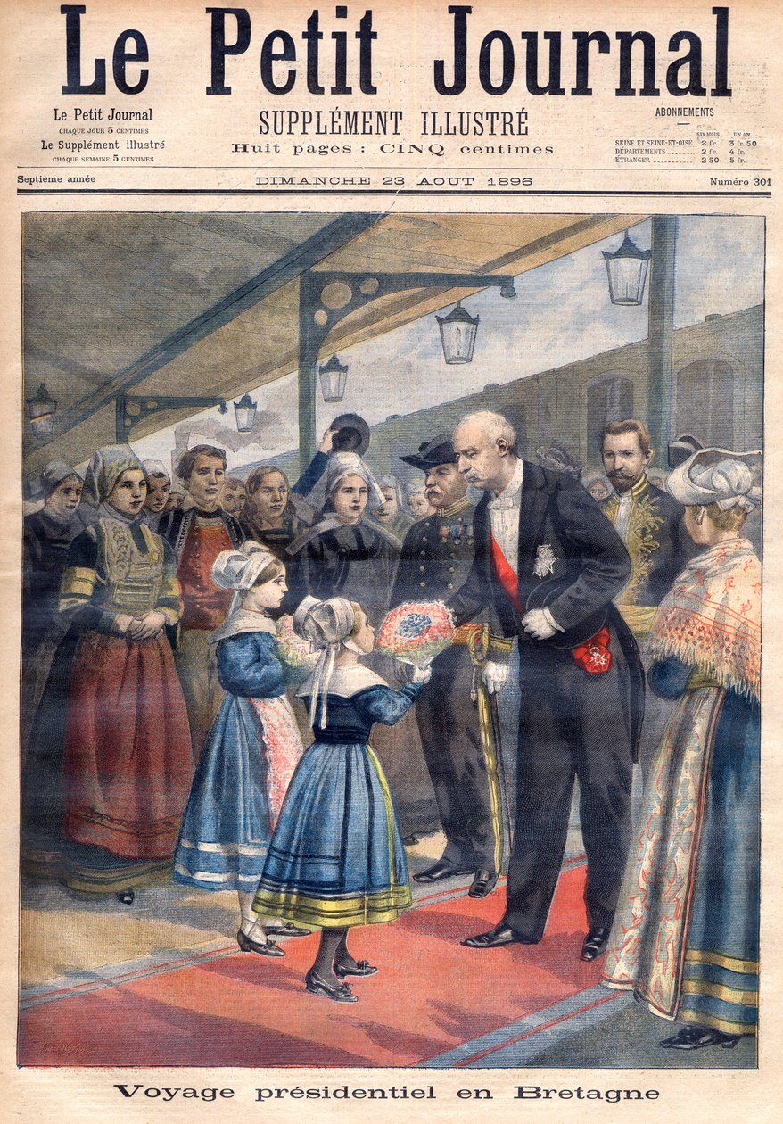 Felix Faure brit elnöki utazását ábrázoló címlap, illusztráció a Le Petit Journal augusztus 23-i, illusztrált mellékletéből alkotó: French School