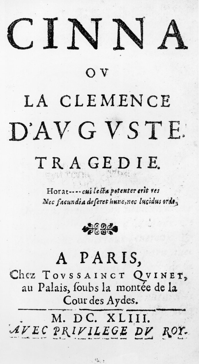 Pierre Corneille (1606-84) 1643-ban megjelent Cinna ou la Clemence dAuguste címlapja alkotó: French School