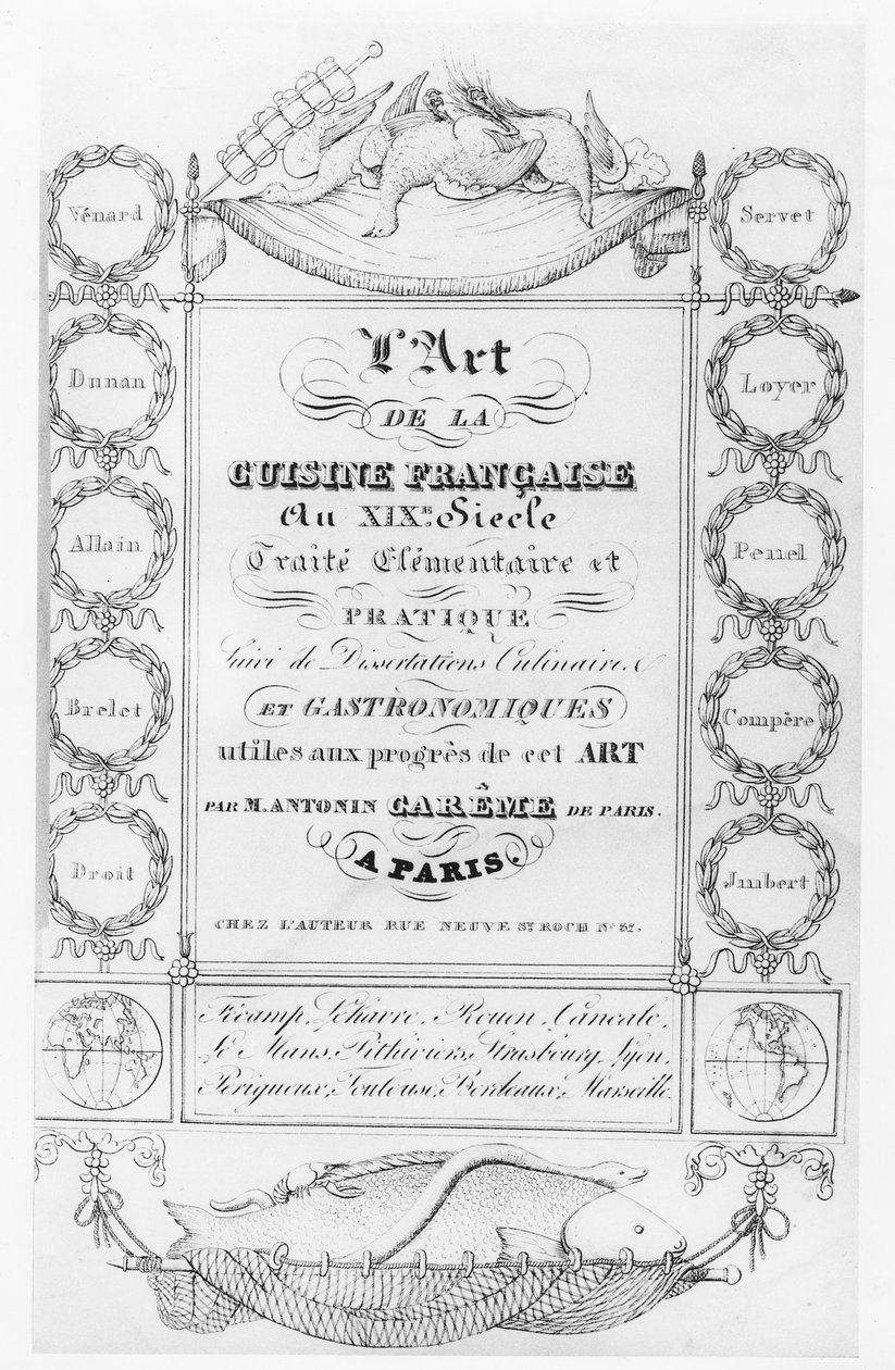 "A francia konyha művészete" címlapja, Antonin Carême (metszet) alkotó: French School