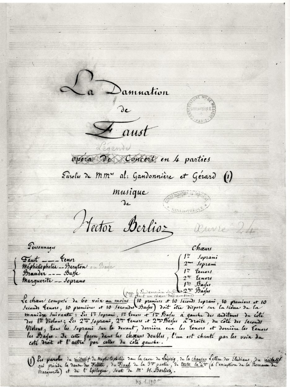 Hector Berlioz (1803-69) „La Damnation de Faust” címlapja, 1846 alkotó: French School