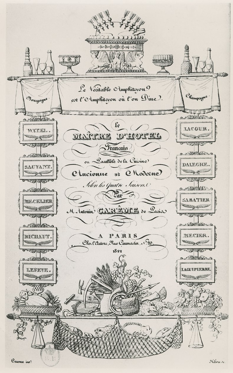 Antonin Carême „A francia inas” címlapja alkotó: French School