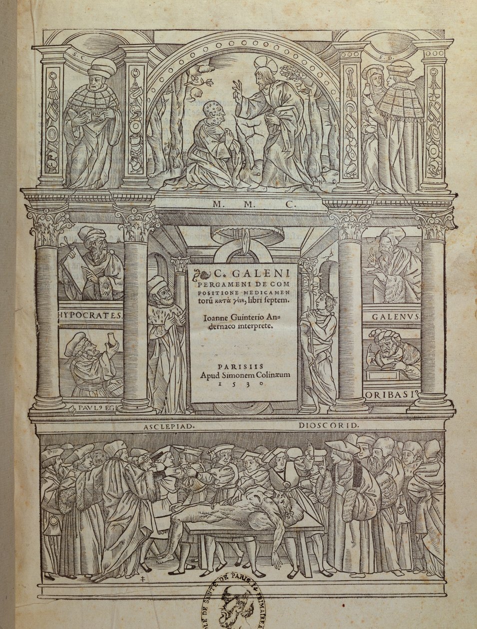 Galenosz (kb. 131-kb. 201) könyvének címlapja, Párizsban, 1530 alkotó: French School