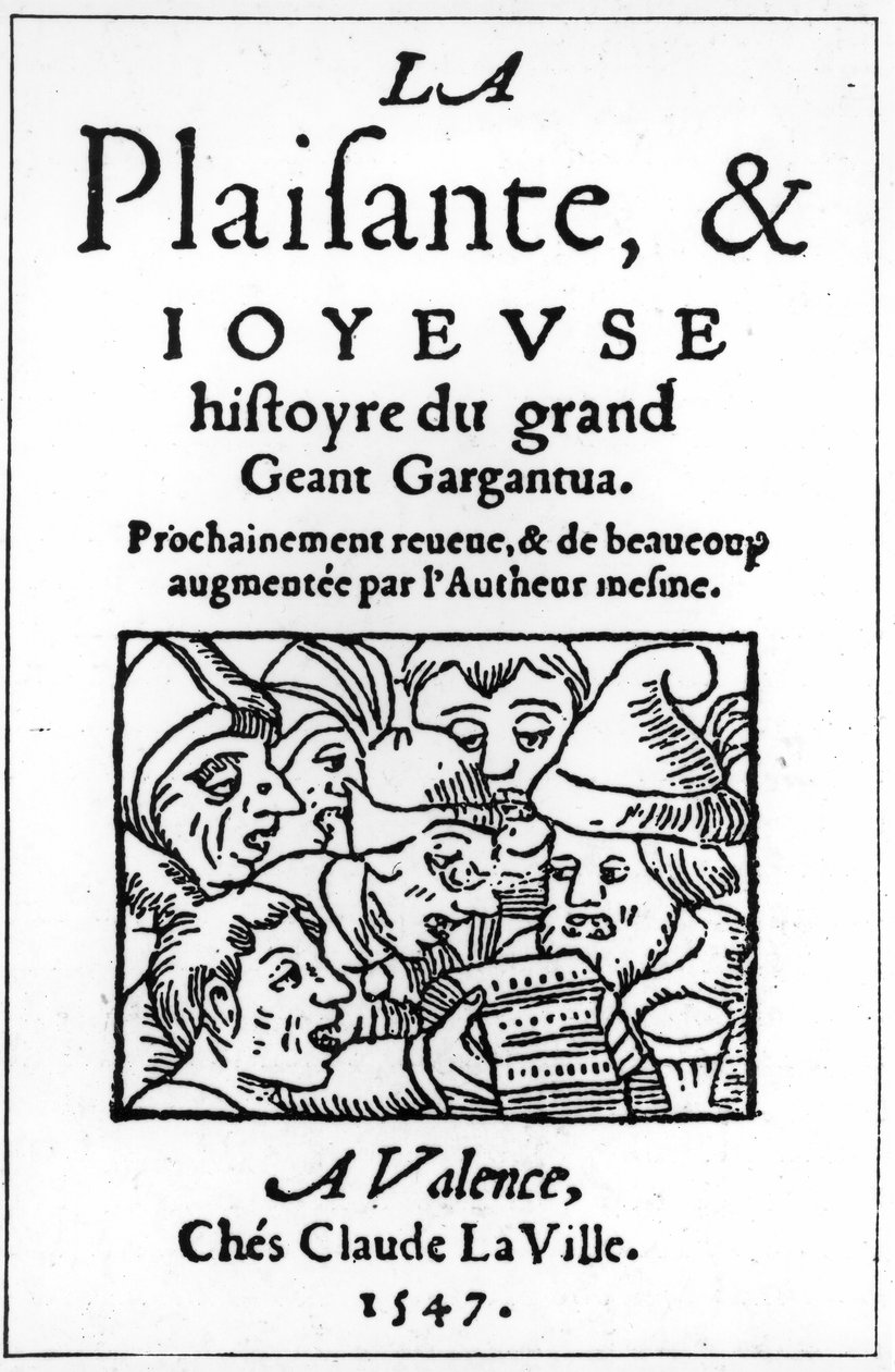 A Gargantua címlapja, Francois Rabelais (1494-1553) 1547 (xilográf) alkotó: French School