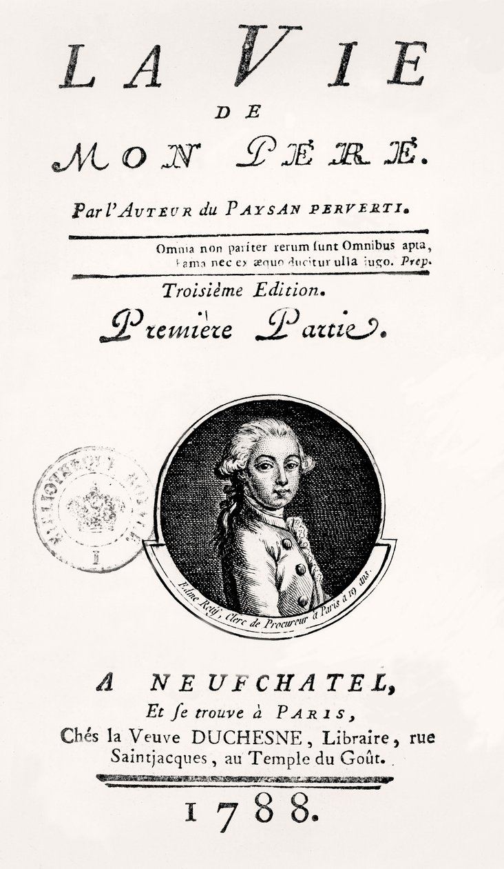 "Atyám élete" címlapja, 1788 alkotó: French School