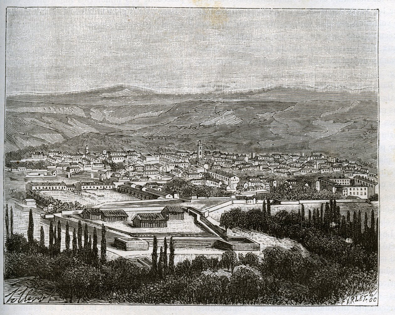 Tlemcen en agery a 19. században - V.A. Malt-Brown metszet a „La France illustrée: földrajz, történelem, statisztikai igazgatás” c. 1884 alkotó: French School
