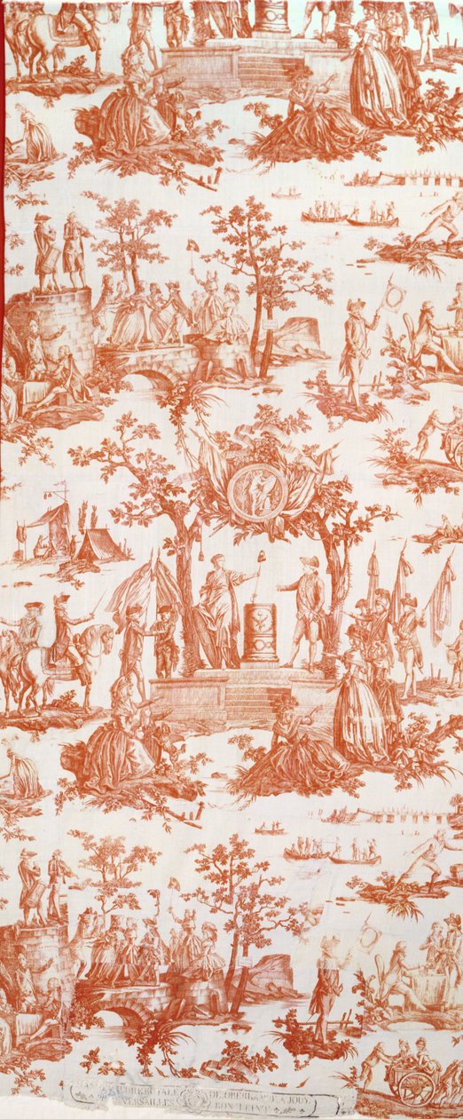 Toile de Jouy, a Szövetség 1790. július 14-i fesztiválját illusztrálva a Champs de Marsban (nyomott pamut) alkotó: French School