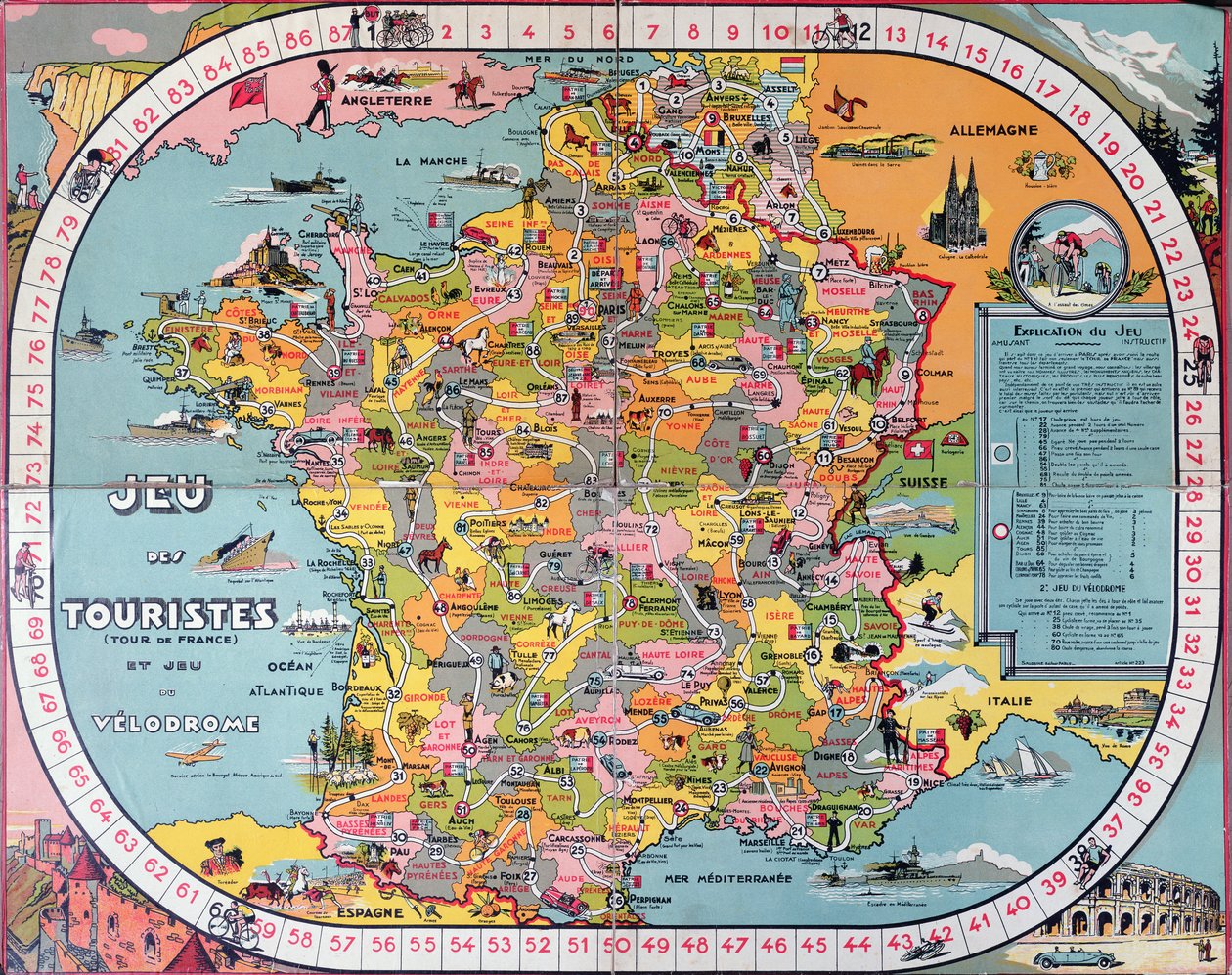 Tour de France játék, 1930 körül alkotó: French School