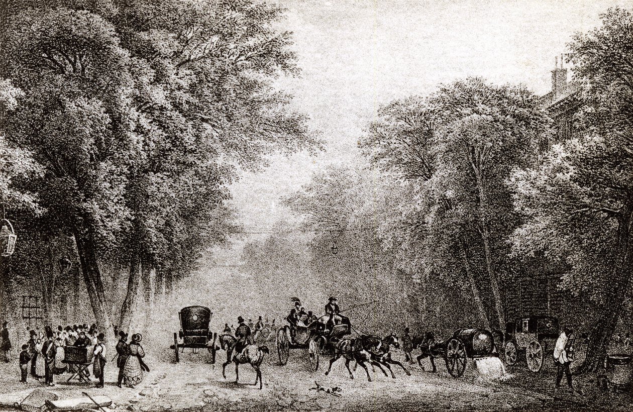 Forgalom Párizsban, Franciaországban a 19. században, 1830 körül alkotó: French School