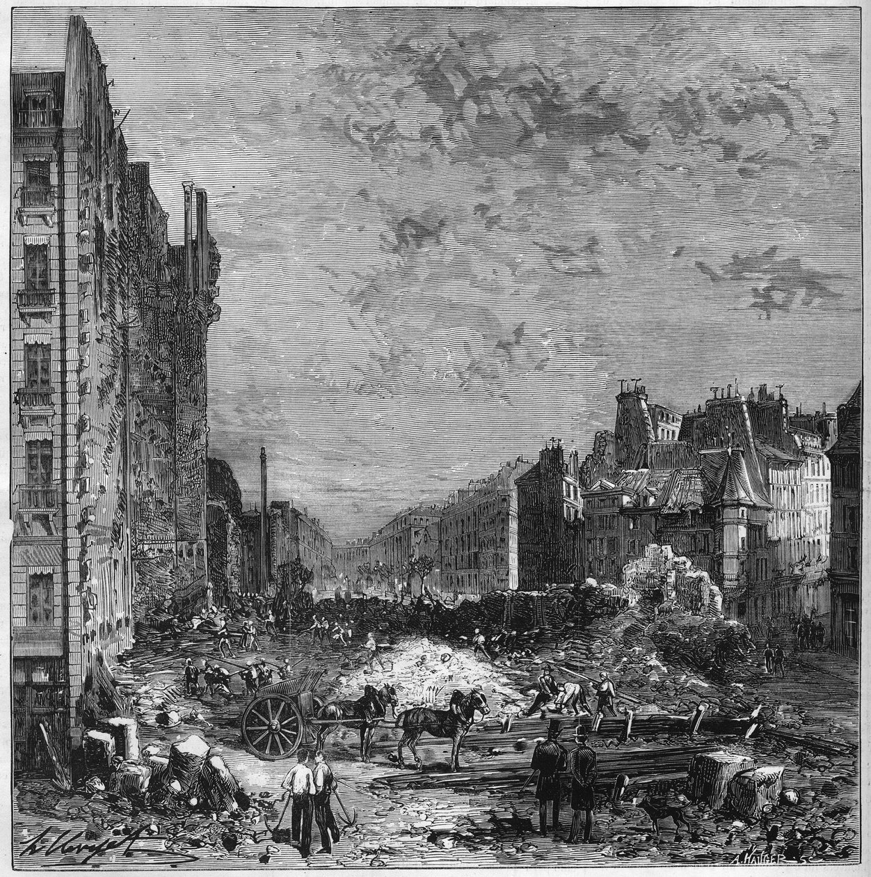 Párizs átalakulása a Második Birodalom alatt: A Haussmann körutak munkái. A Boulevard Saint Germain (Saint-Germain) rue Hautefeuille és rue de l