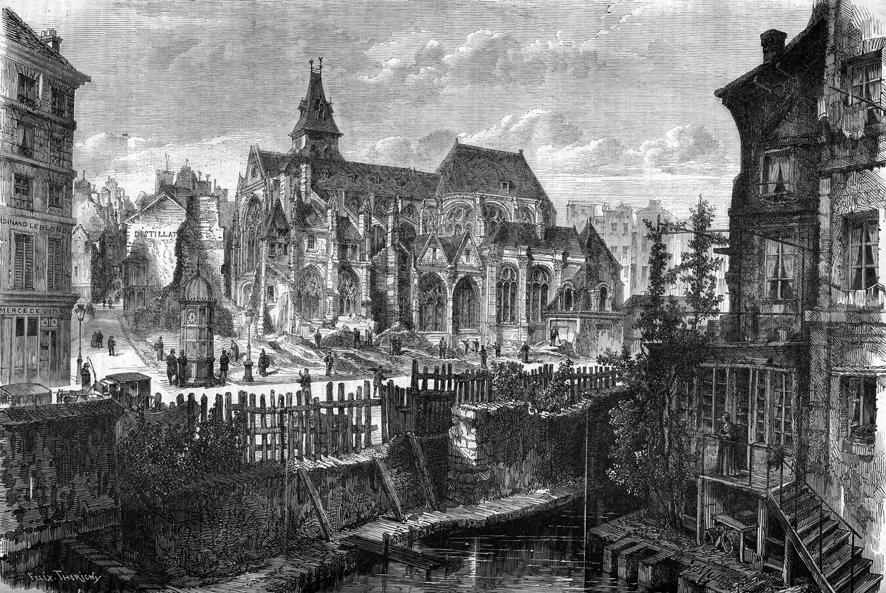 Párizs átalakulása a Második Birodalom alatt, Haussmann Párizs: a Mouffetard kerületi Szent Medárd-templom megtisztítása alkotó: French School