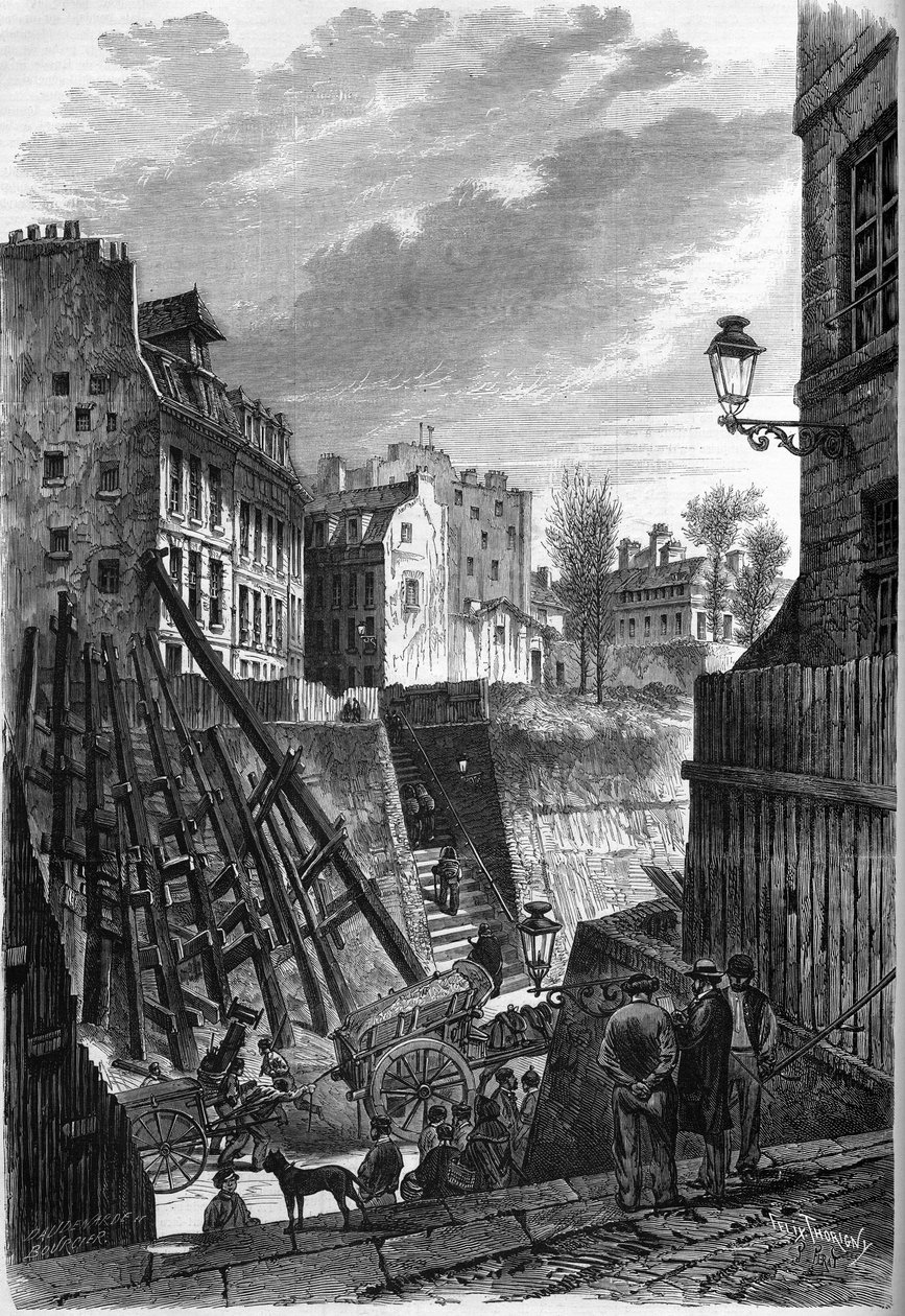 Párizs átalakulása a Második Birodalom alatt, Haussmann Párizs: Rue Rollin látképe a rue Monge-val való találkozáskor alkotó: French School