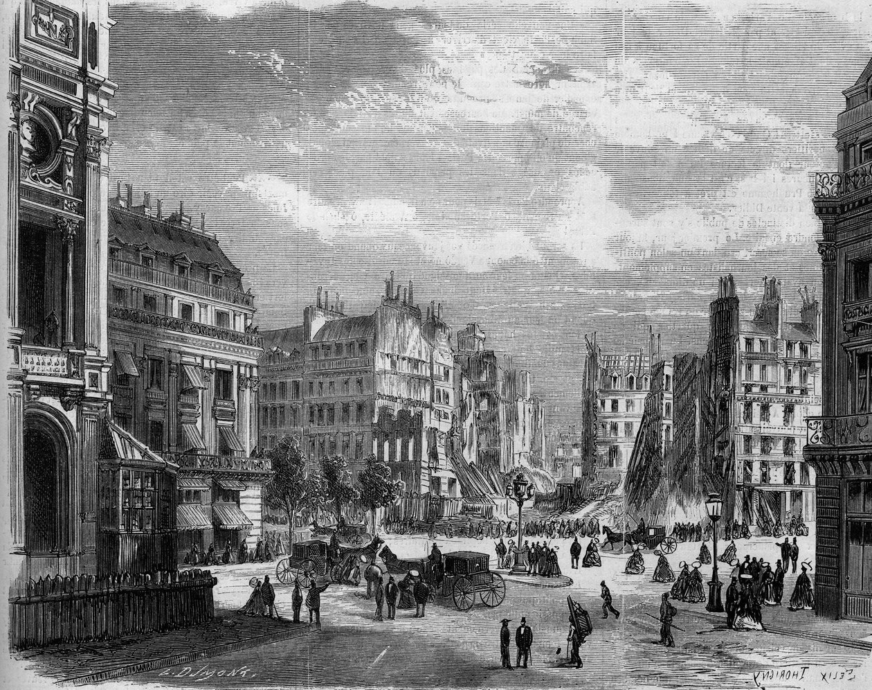 Párizs átalakulása a Második Birodalom alatt, Haussmann Párizs: kilátás a rue de la Paix sarkára, megnyitva a rue de l