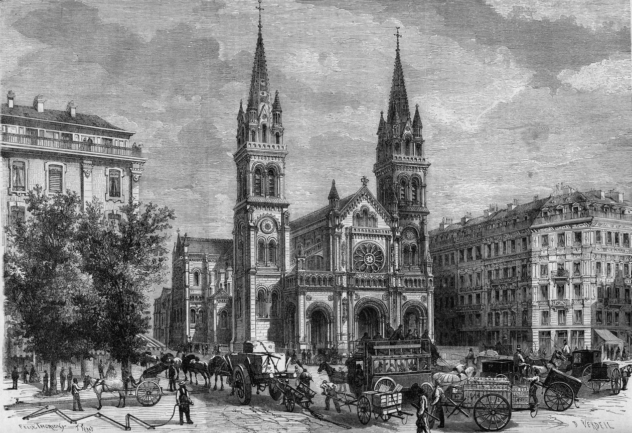 Párizs átalakulása a Második Birodalom alatt, Haussmann Párizs: Theodore Ballu (1817-1885) által épített Saint Ambroise (Saint-Ambroise) templom külső képe alkotó: French School