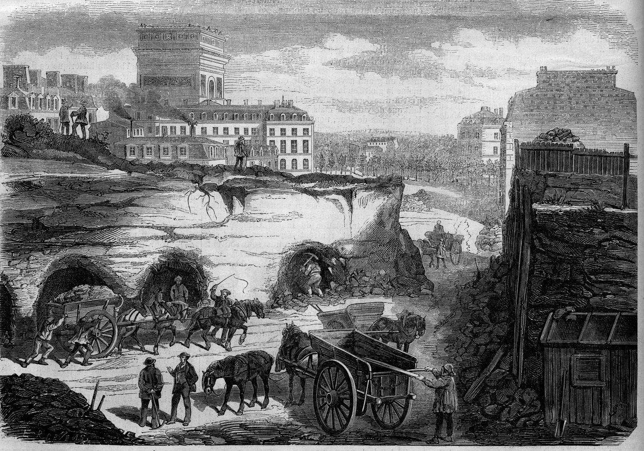 Párizs átalakulásai a Második Birodalom alatt, Haussmann Paris: átüt a Boulevard du Roi de Rome (ma avenue de Kleber). Metszet a „” Le Monde Illustré”” 276. számában, 1862. július 26. alkotó: French School