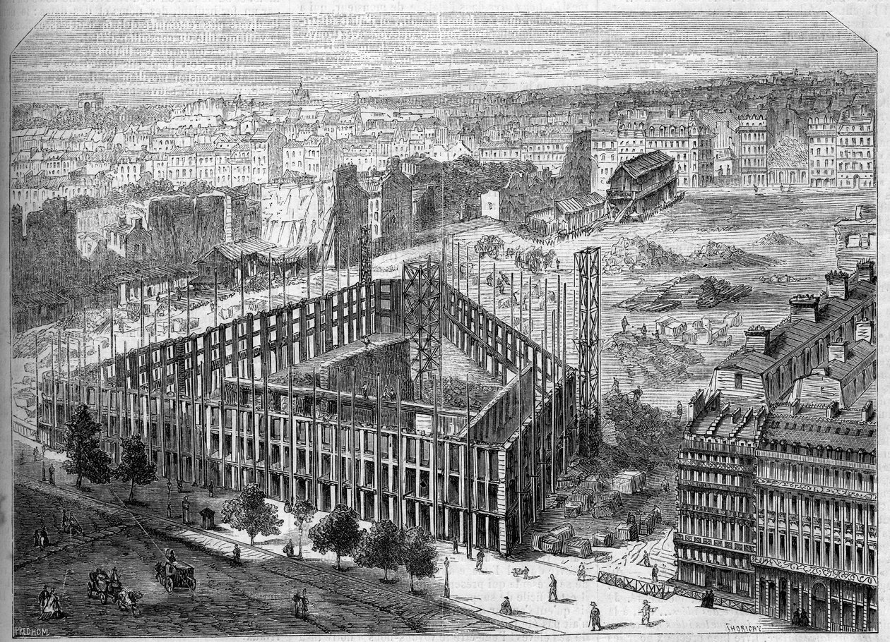 Párizs átalakulása a Második Birodalom alatt, Paris Haussmann: a Hotel de la Paix építése és kilátás nyílik a leendő Opera Garnier helyére, a Neuve des Mathurins, a Chaussee d