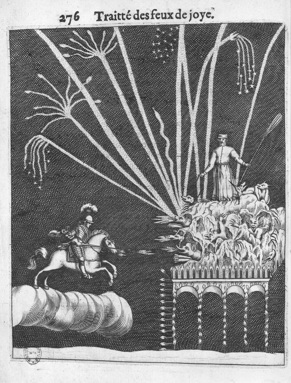 Máglyák traktátusa, Francois Malthus, Párizs, 1656-os illusztrációja a Practice of War című művéből alkotó: French School
