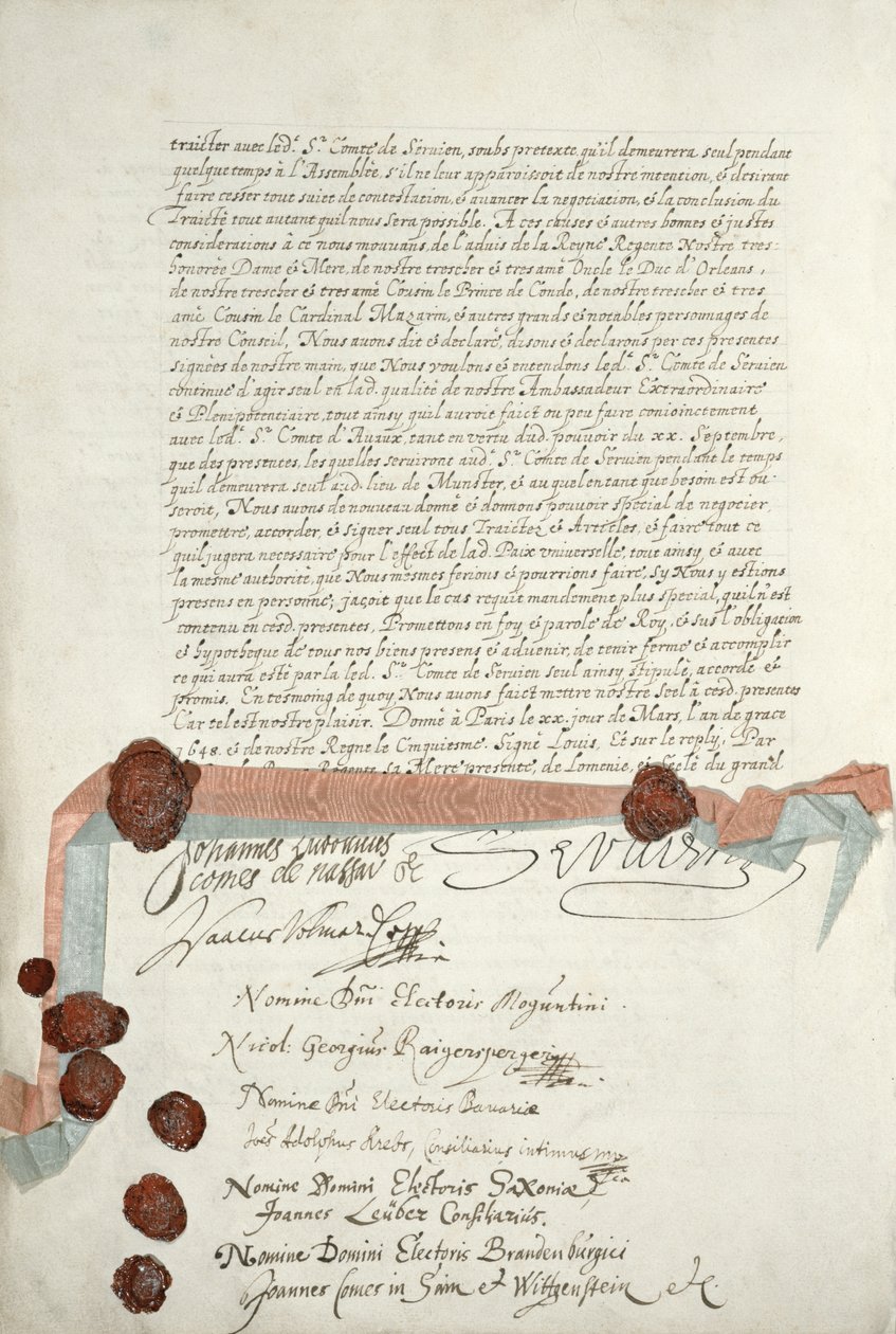 A vesztfáliai szerződés, aláírva Munsterben, 1648. október 24-én (lásd: 211403) alkotó: French School