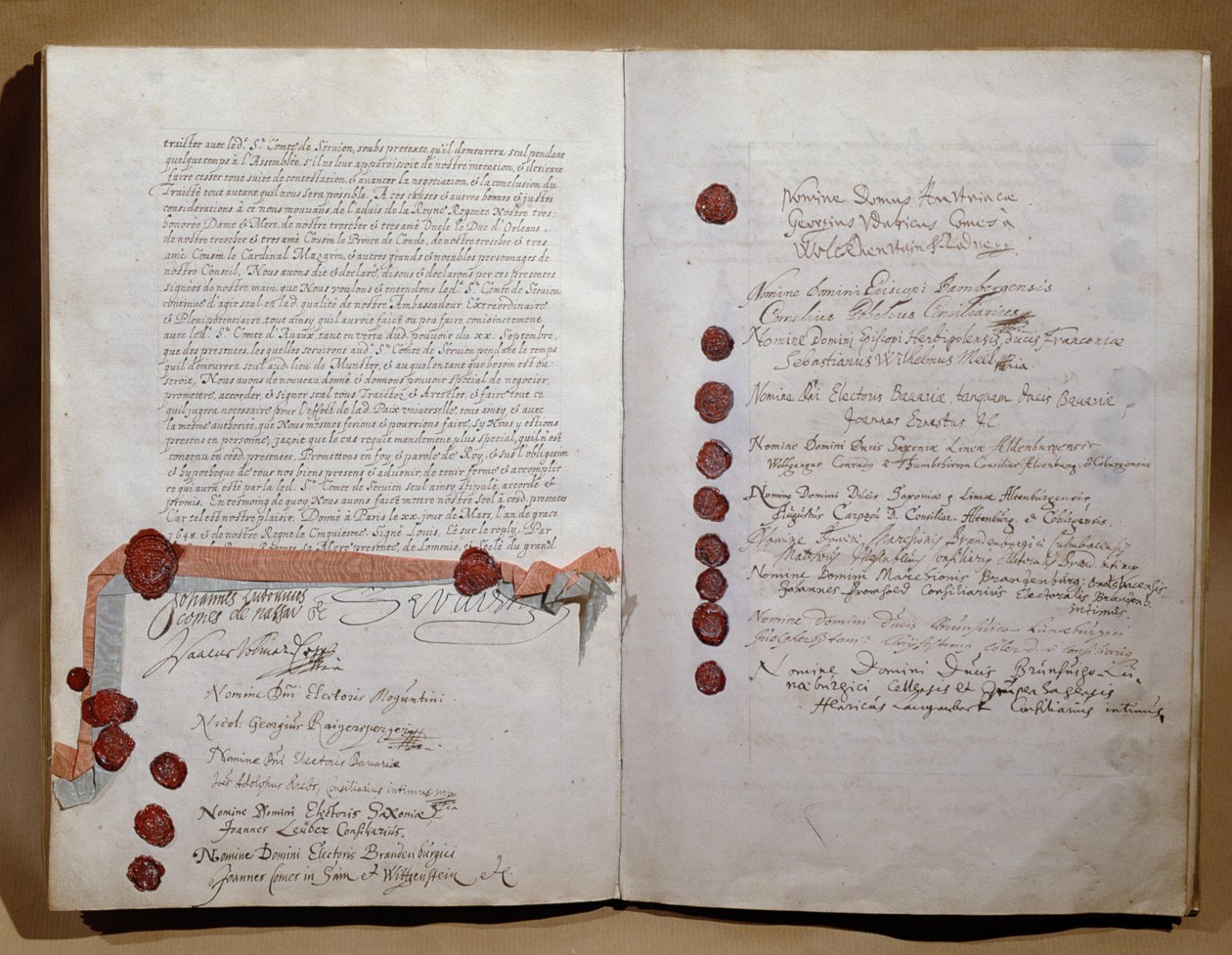 A vesztfáliai szerződés, aláírva Munsterben 1648. október 24-én (lásd: 212750) alkotó: French School